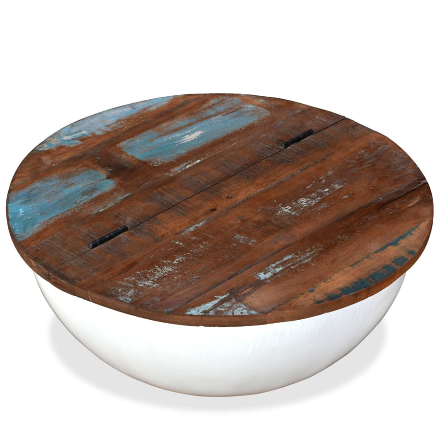 Salontafel Komvormig Massief Gerecycled Hout 1 60 x 27 cm Wit