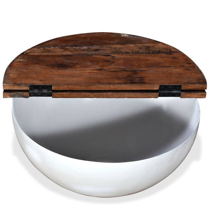 Salontafel Komvormig Massief Gerecycled Hout 1 60 x 27 cm Wit