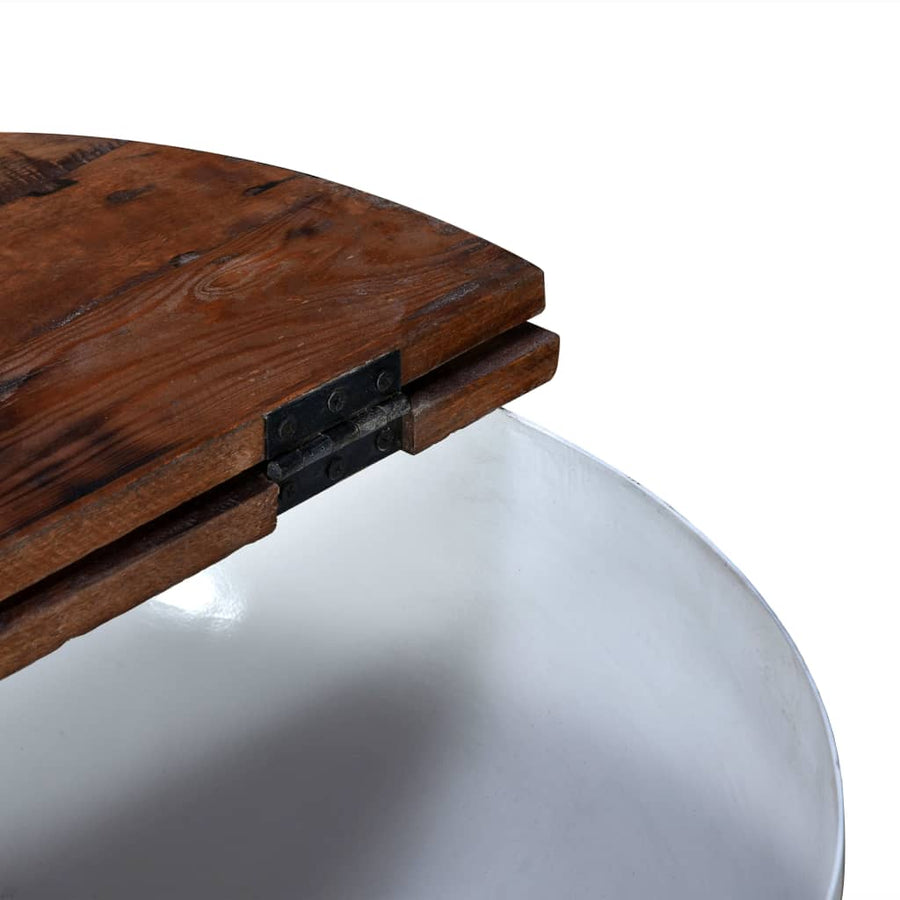 Salontafel Komvormig Massief Gerecycled Hout 1 60 x 27 cm Wit