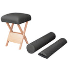 Massage stool with 12 cm thick seat 2 bolsters foldable black