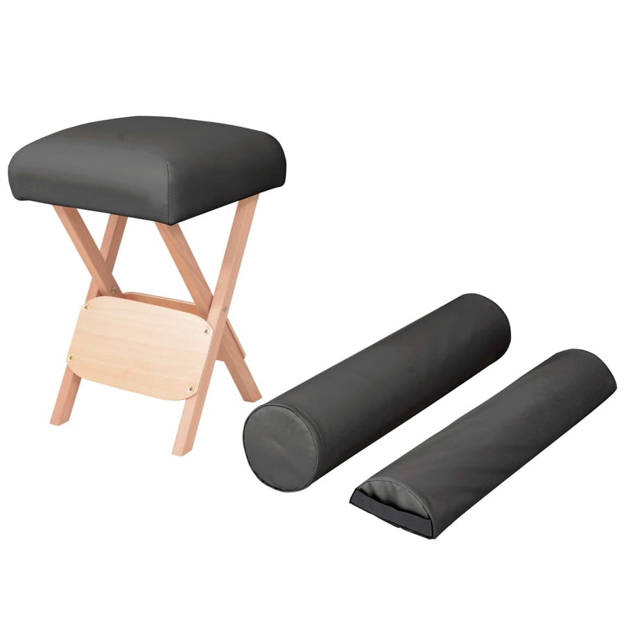 Massagekruk Met 12 Cm Dikke Zitting 2 Bolsters Inklapbaar Zwart