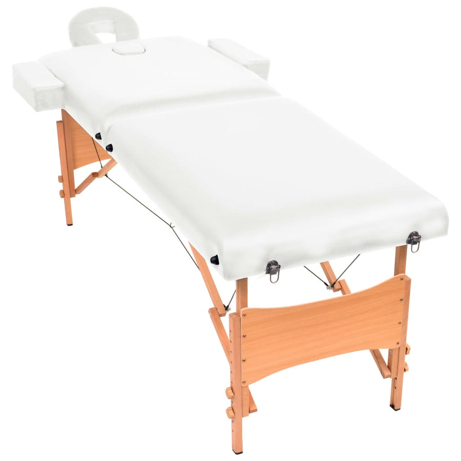 Massagetafel 10 Cm Dik 2 Zones Inklapbaar Wit