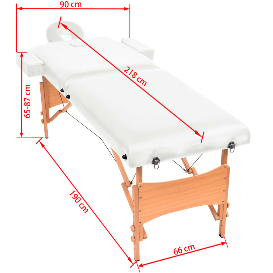 Massagetafel 10 Cm Dik 2 Zones Inklapbaar Wit