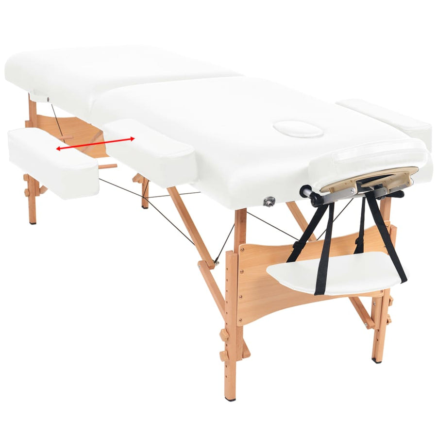 Massagetafel 10 Cm Dik 2 Zones Inklapbaar Wit