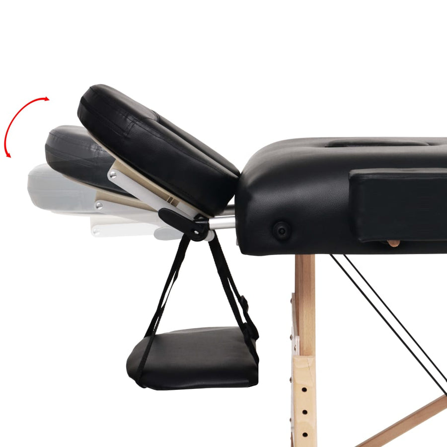Massagetafel Inklapbaar 2 Zones 10 Cm Dik Zwart