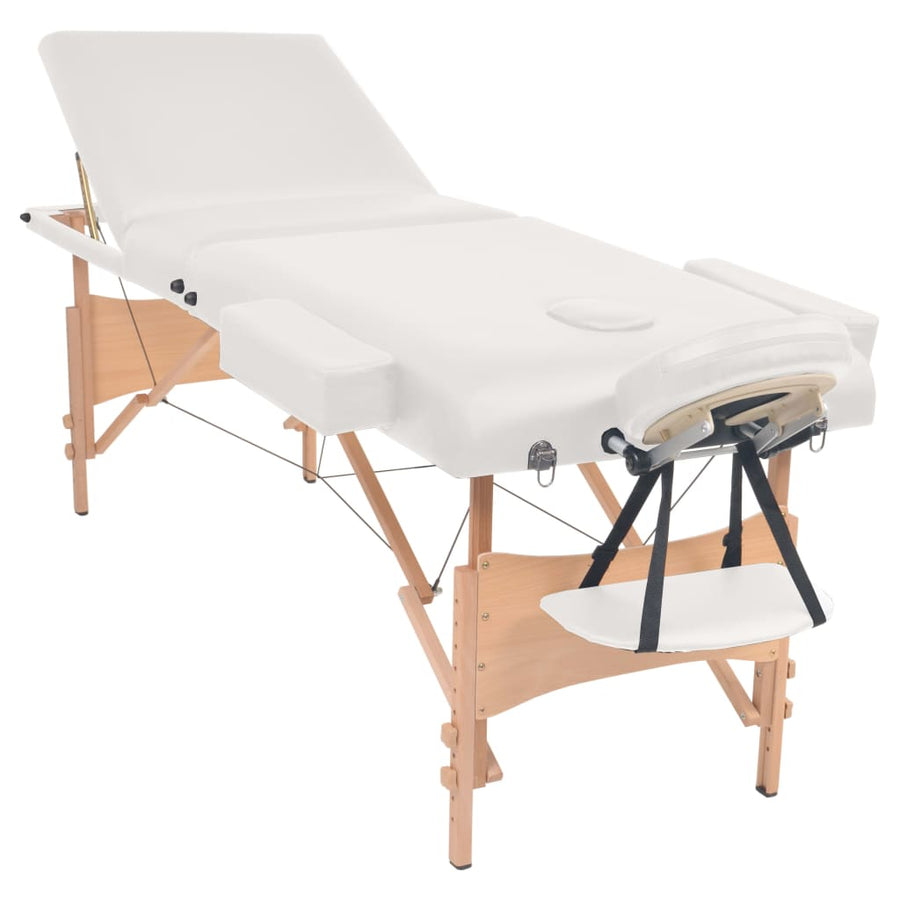 Massagetafel Inklapbaar 3 Zones 10 Cm Dik Wit