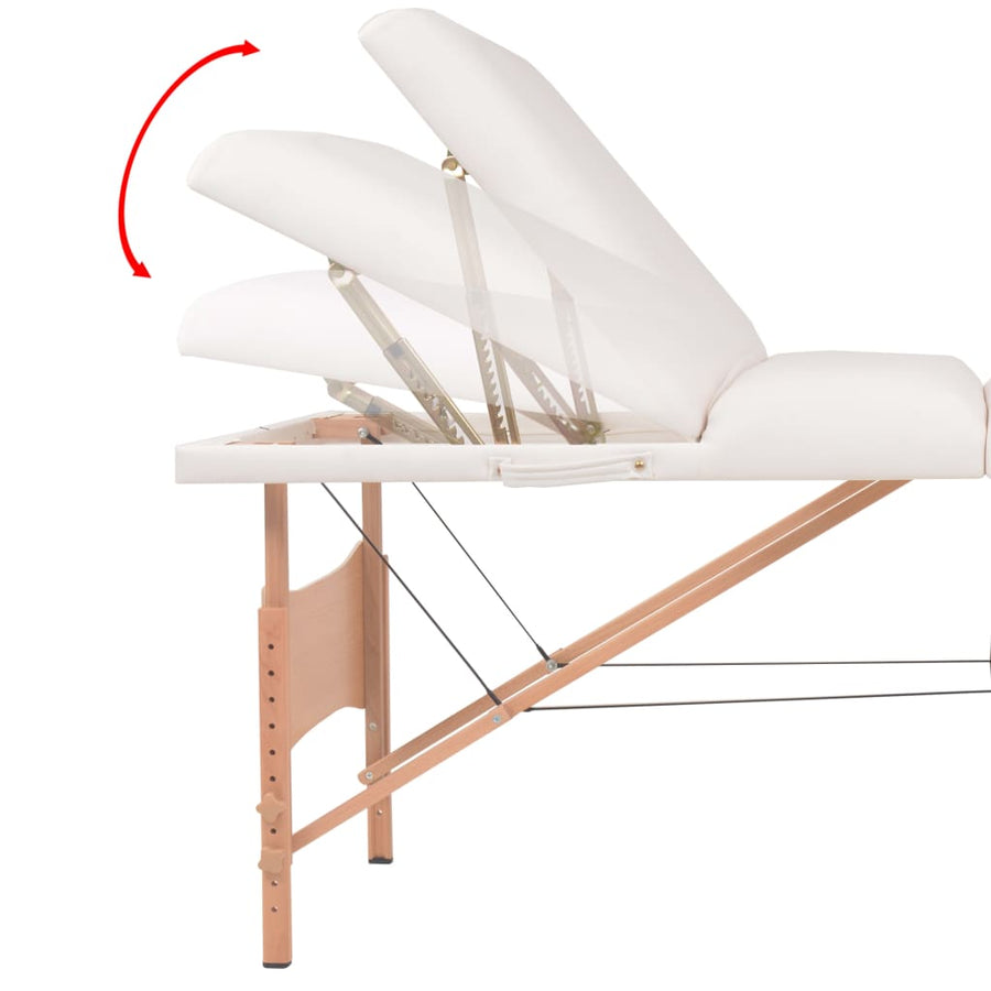 Massagetafel Inklapbaar 3 Zones 10 Cm Dik Wit