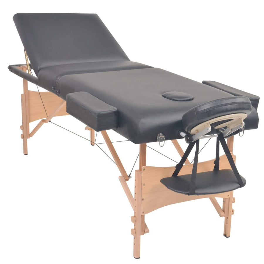 Massagetafel Inklapbaar 3 Zones 10 Cm Dik Zwart