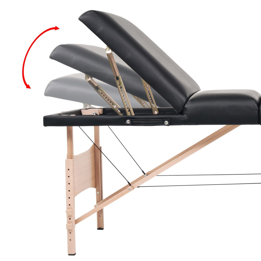 Massagetafel Inklapbaar 3 Zones 10 Cm Dik Zwart