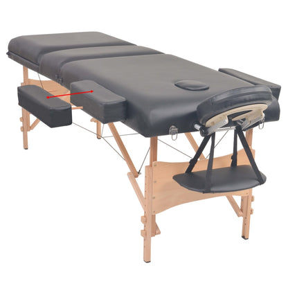 Massagetafel Inklapbaar 3 Zones 10 Cm Dik Zwart