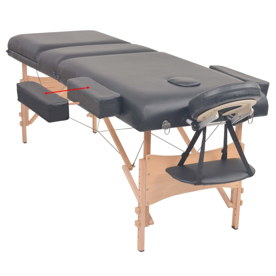 Massagetafel Inklapbaar 3 Zones 10 Cm Dik Zwart
