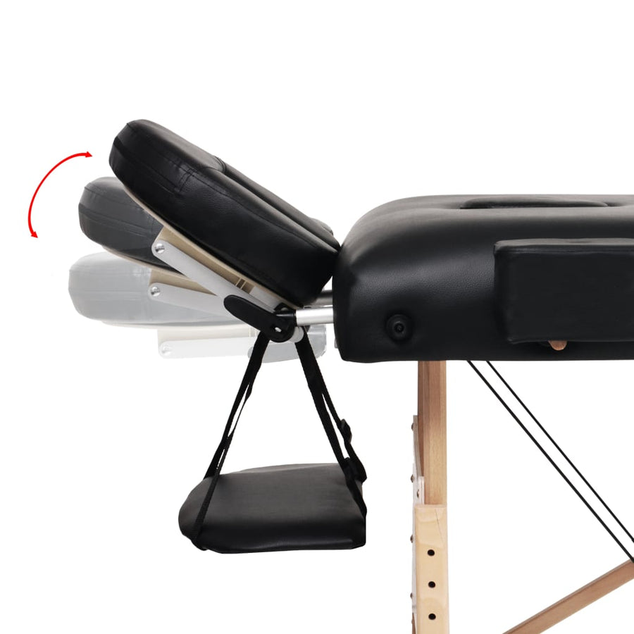 Massagetafel Inklapbaar 3 Zones 10 Cm Dik Zwart
