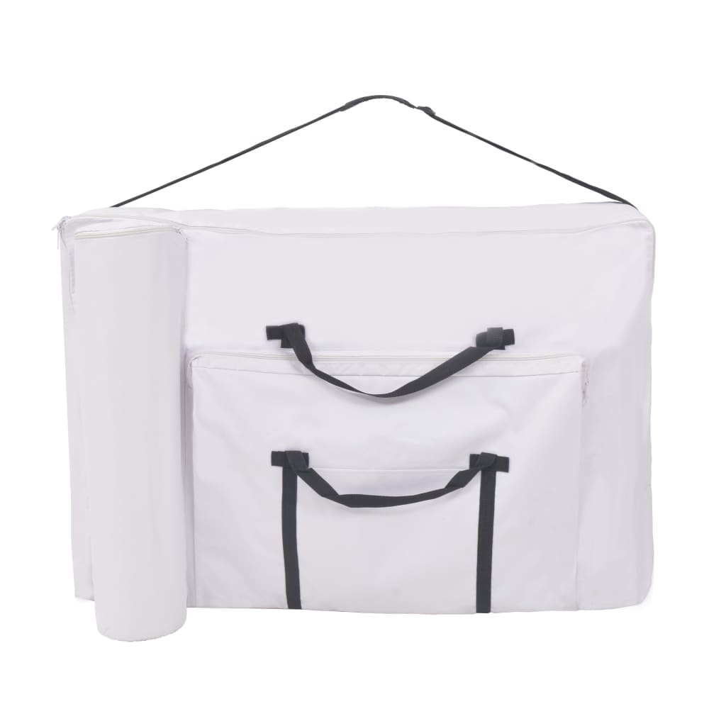 Massagetafel- En Krukset Inklapbaar 2 Zones 10 Cm Dik Wit