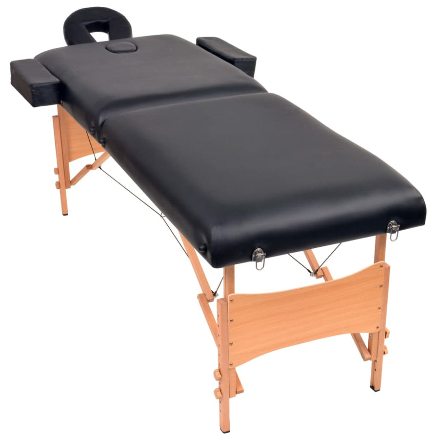 Massagetafel- En Krukset Inklapbaar 2 Zones 10 Cm Dik Zwart