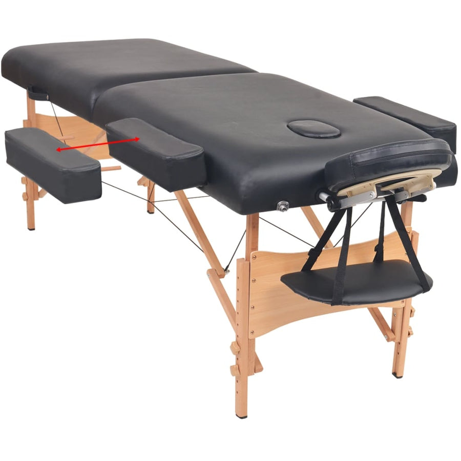Massagetafel- En Krukset Inklapbaar 2 Zones 10 Cm Dik Zwart