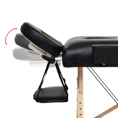 Massagetafel- En Krukset Inklapbaar 2 Zones 10 Cm Dik Zwart