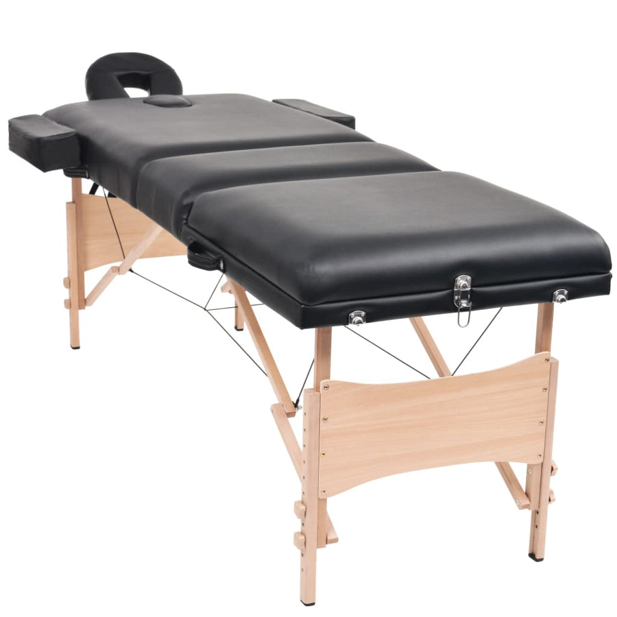 Massagetafel- En Krukset Inklapbaar 3 Zones 10 Cm Dik Wit Zwart