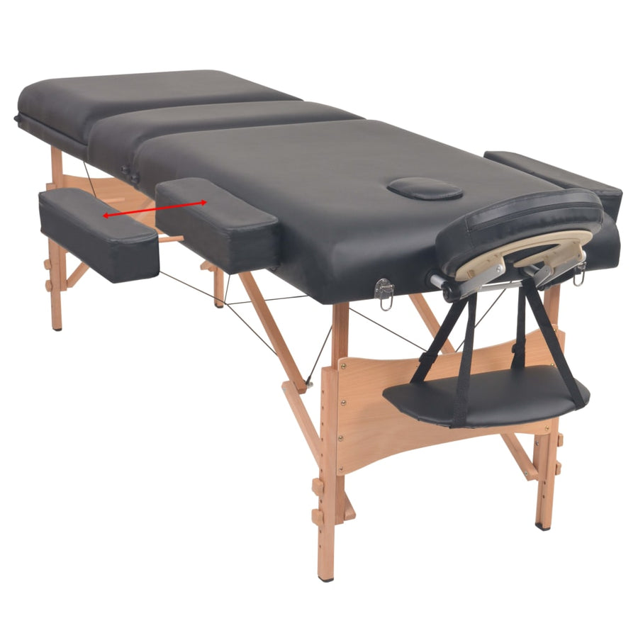 Massagetafel- En Krukset Inklapbaar 3 Zones 10 Cm Dik Wit Zwart