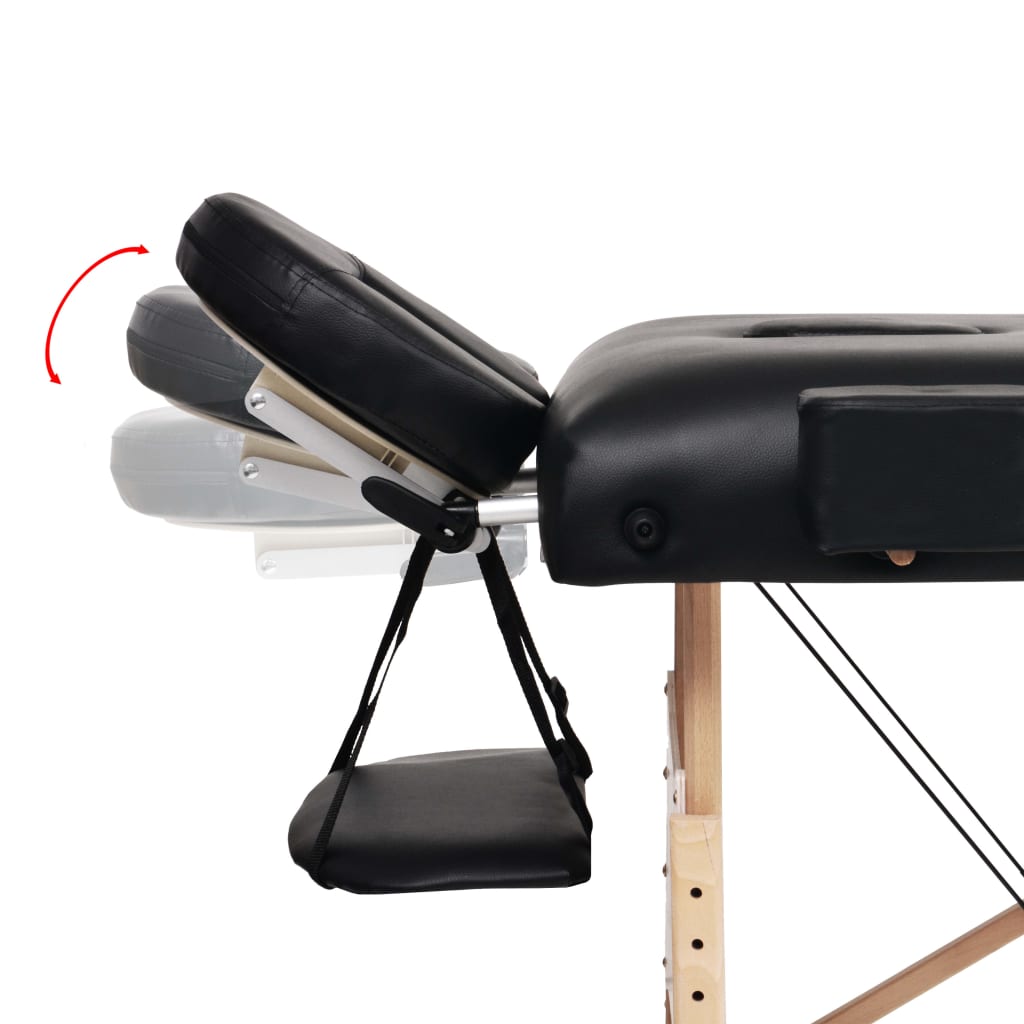 Massagetafel- En Krukset Inklapbaar 3 Zones 10 Cm Dik Wit Zwart