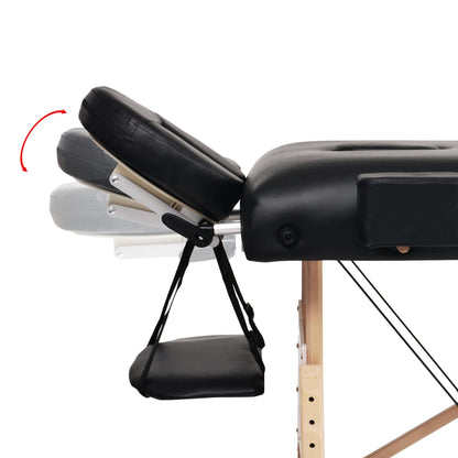 Massagetafel- En Krukset Inklapbaar 3 Zones 10 Cm Dik Wit Zwart