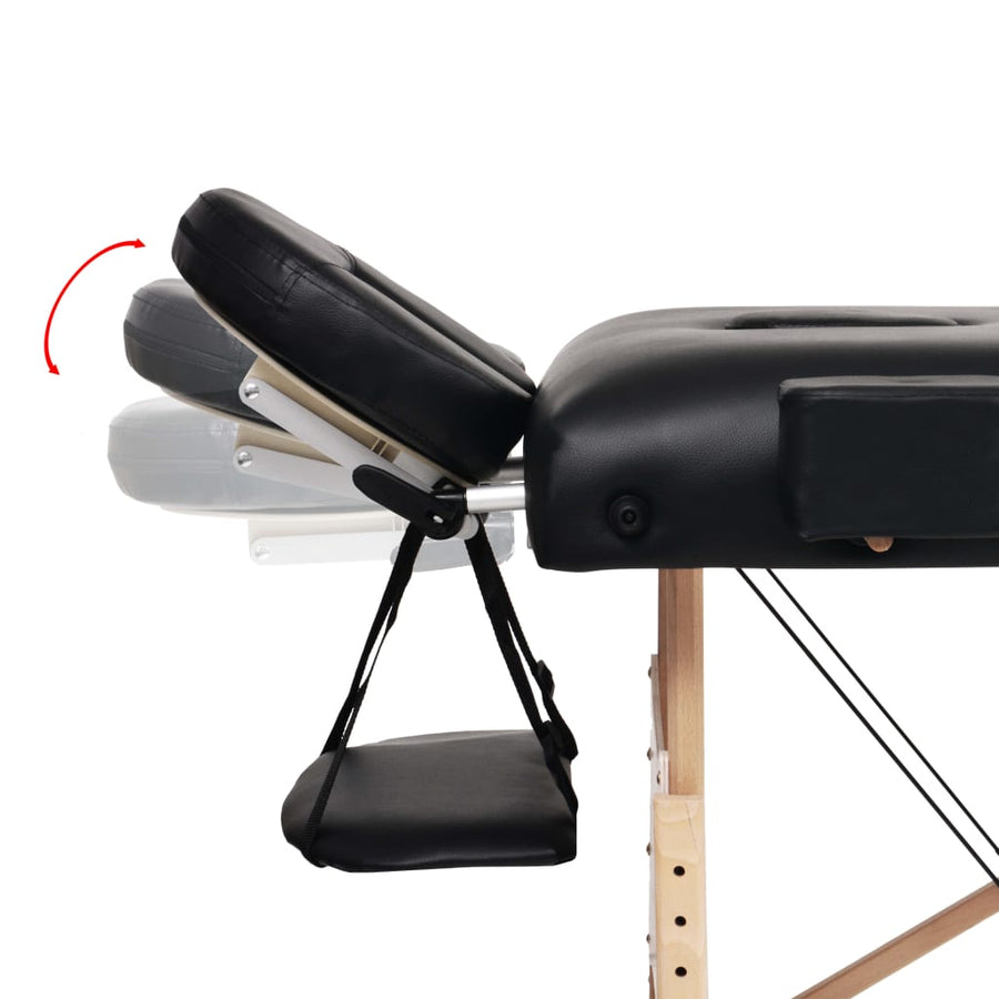 Massagetafel- En Krukset Inklapbaar 3 Zones 10 Cm Dik Wit Zwart