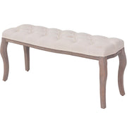 Bench 110x38x48 cm linen solid wood cream white