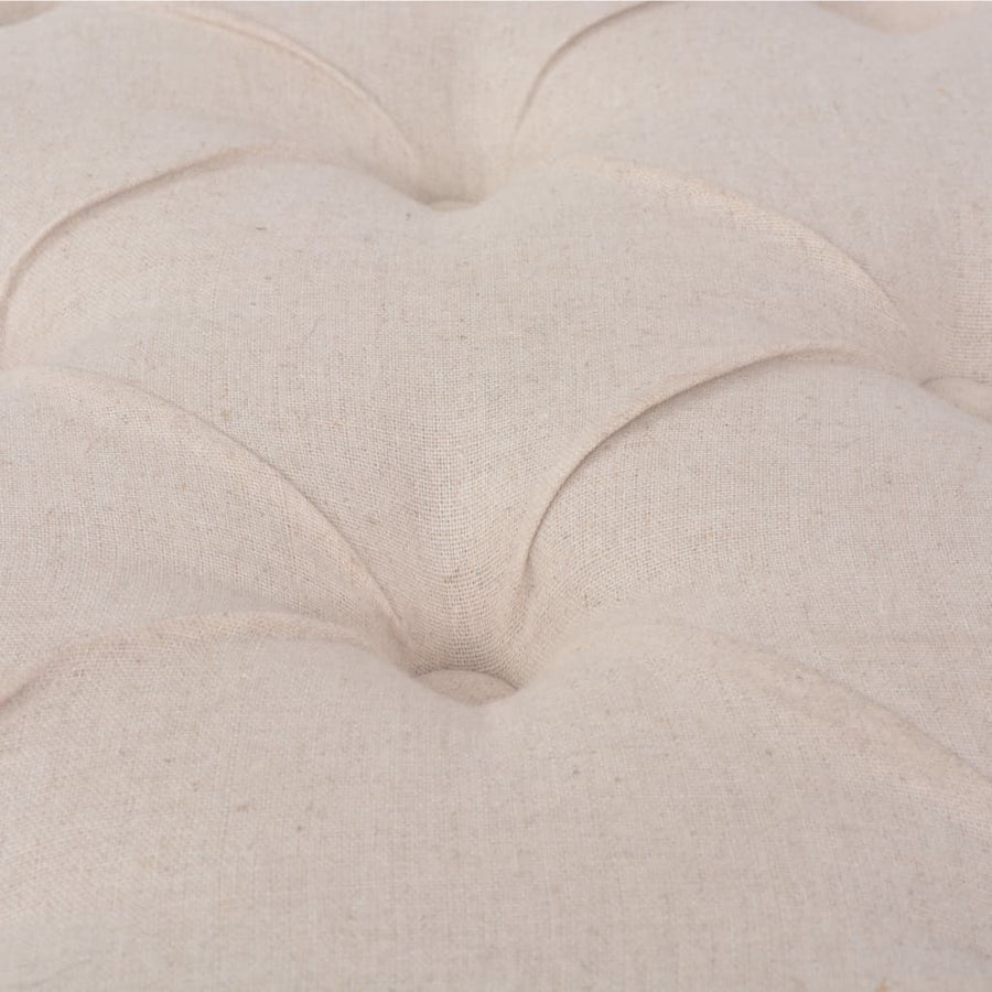Bank 110X38X48 Cm Linnen Massief Hout Crèmewit
