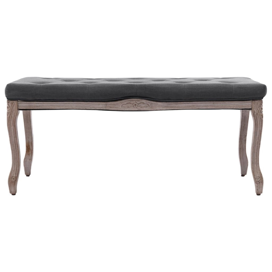Bankje 110X38X48 Cm Linnen Massief Hout Donkergrijs