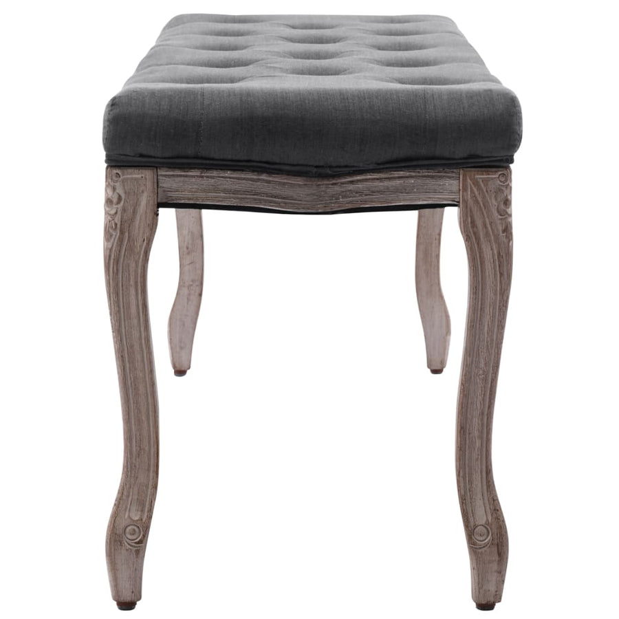 Bankje 110X38X48 Cm Linnen Massief Hout Donkergrijs