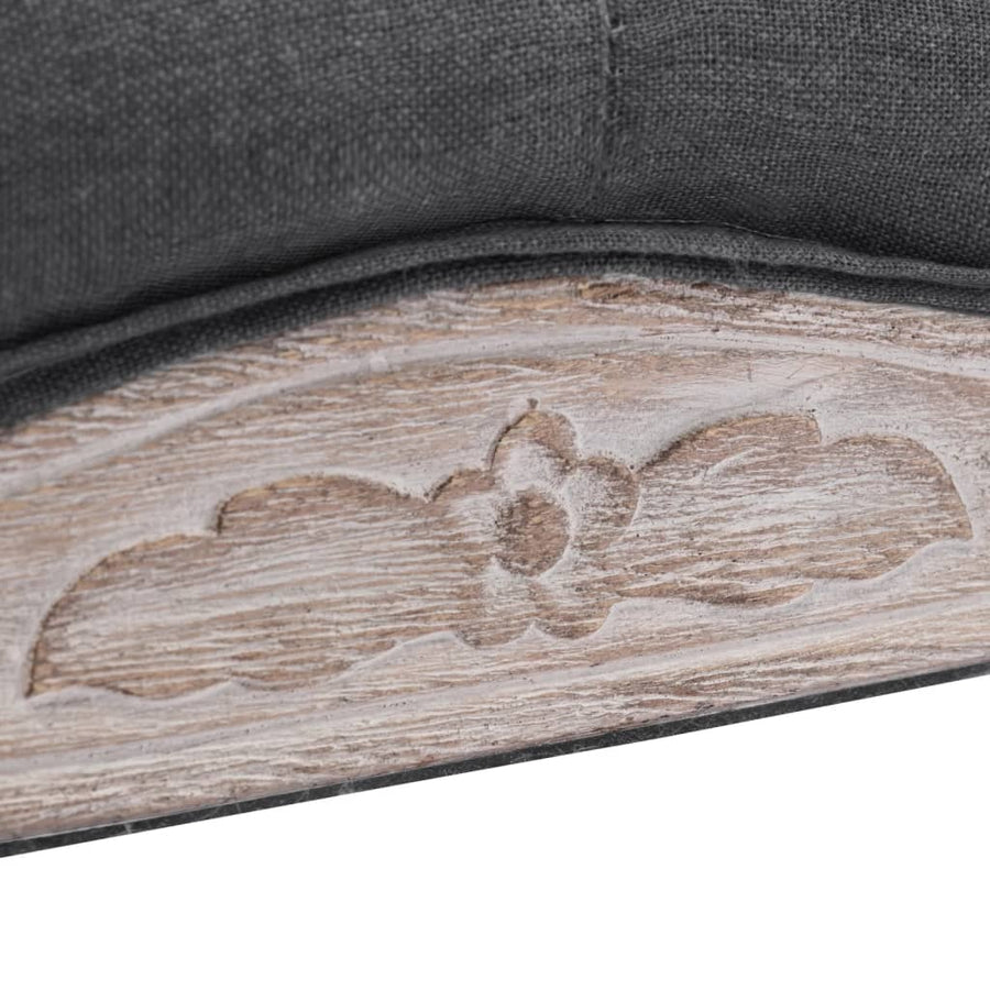 Bankje 110X38X48 Cm Linnen Massief Hout Donkergrijs