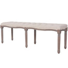 Bench 150x40x48 cm linen solid wood cream white