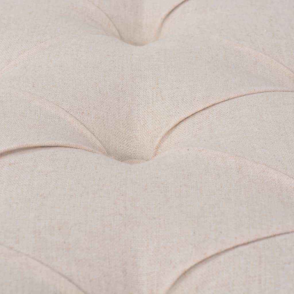 Bank 150X40X48 Cm Linnen Massief Hout Crèmewit