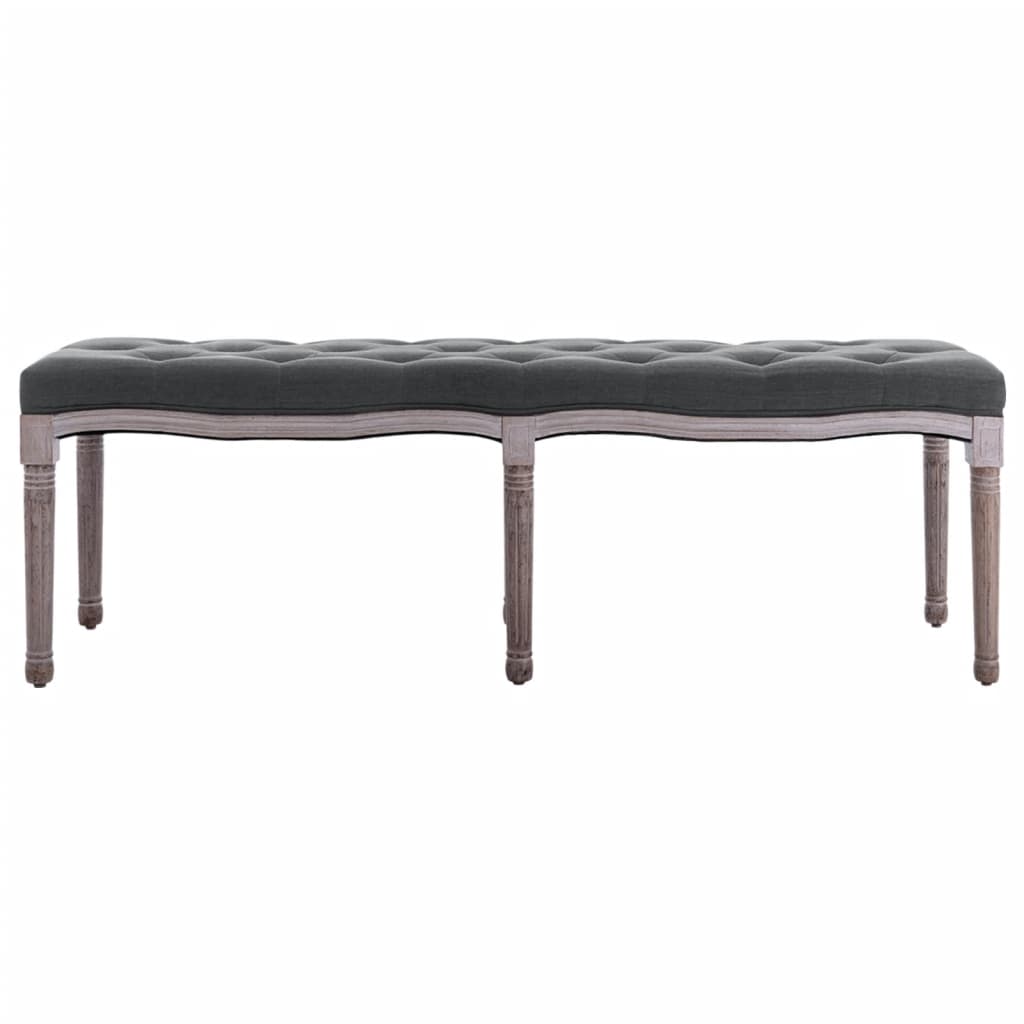 Bankje 150X40X48 Cm Linnen Massief Hout Donkergrijs