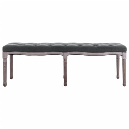 Bankje 150X40X48 Cm Linnen Massief Hout Donkergrijs