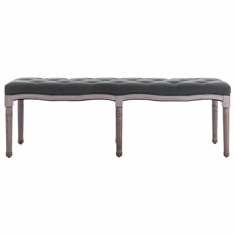Bankje 150X40X48 Cm Linnen Massief Hout Donkergrijs