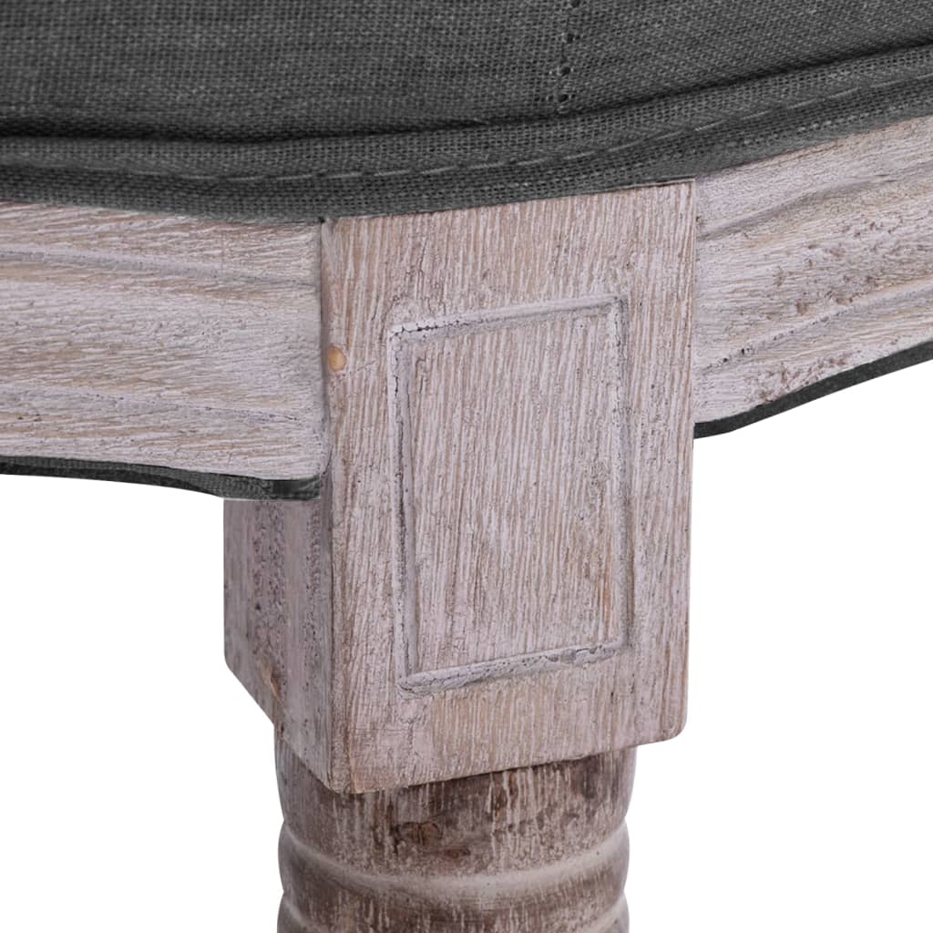 Bankje 150X40X48 Cm Linnen Massief Hout Donkergrijs