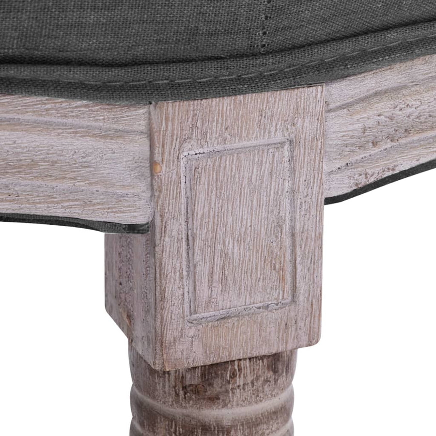 Bankje 150X40X48 Cm Linnen Massief Hout Donkergrijs