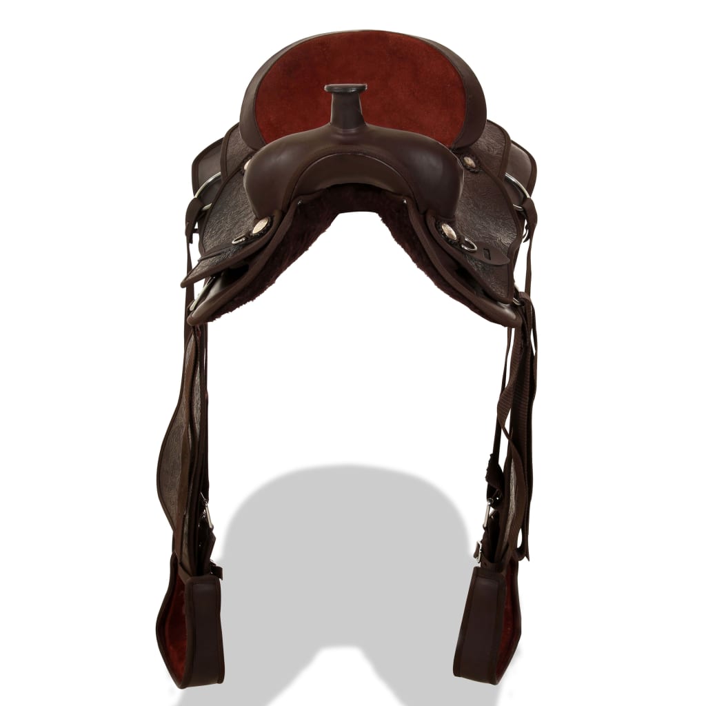 Western Zadel, Hoofdstel En Borstriem 15" Echt Leer 15 in