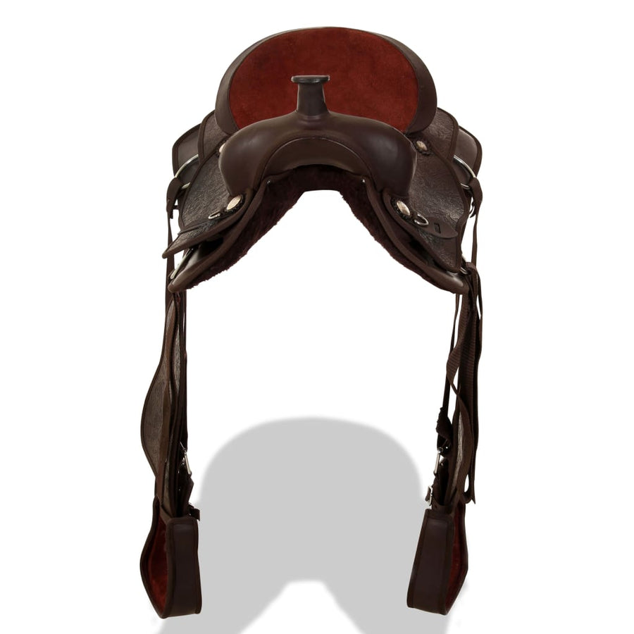 Western Zadel, Hoofdstel En Borstriem 15" Echt Leer 15 in