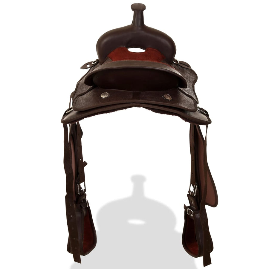 Western Zadel, Hoofdstel En Borstriem 15" Echt Leer 15 in