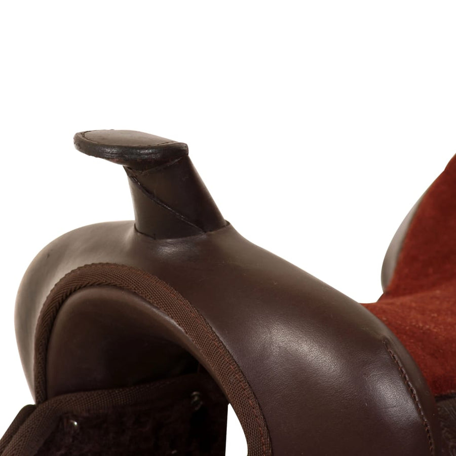 Western Zadel, Hoofdstel En Borstriem 15" Echt Leer 15 in