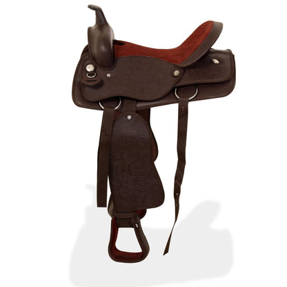 Western Zadel, Hoofdstel En Borstriem 16" Echt Leer 16 in