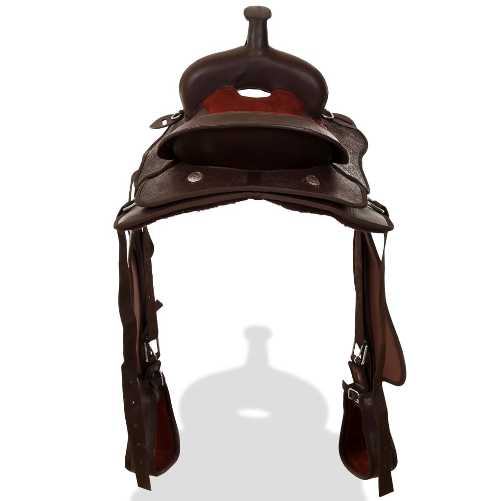 Western Zadel, Hoofdstel En Borstriem 17" Echt Leer 17 in