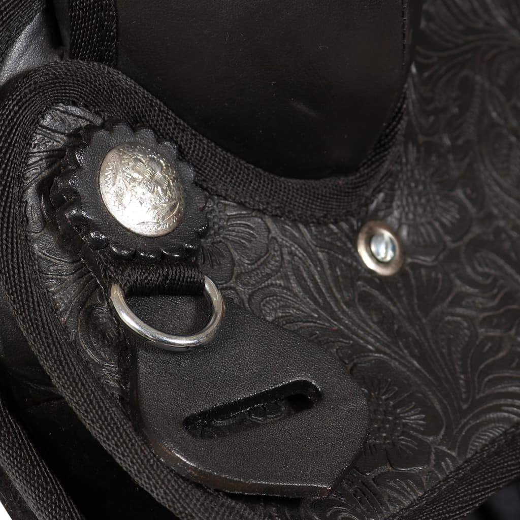 Western Zadel, Hoofdstel En Borstriem 16" Echt Leer 16 in