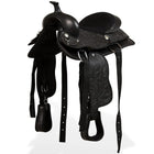 Western Saddle, Bridle and Breast Collar 13" Real Leather Black