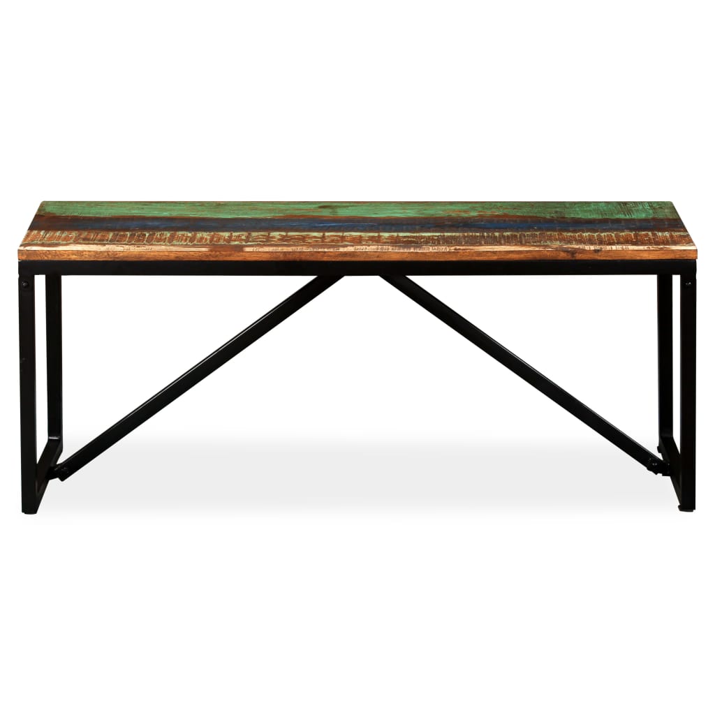 Bankje Massief Gerecycled Hout 110 x 35 x 45 cm Multikleur