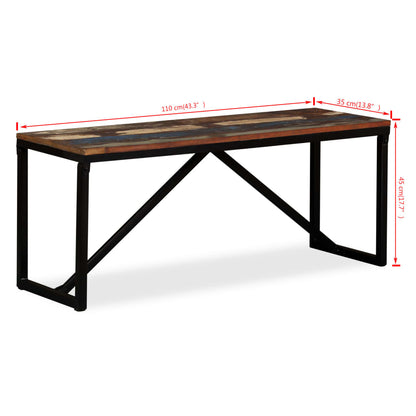 Bankje Massief Gerecycled Hout 110 x 35 x 45 cm Multikleur