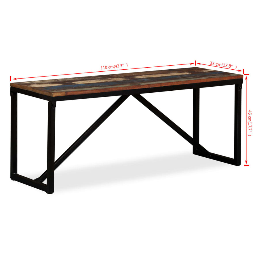 Bankje Massief Gerecycled Hout 110 x 35 x 45 cm Multikleur