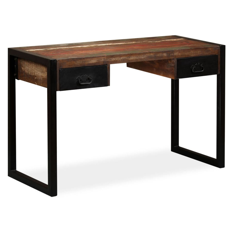 Bureau met 2 lades 120x50x76 cm massief gerecycled hout 120 x 50 x 76 cm massief gerecycled hout