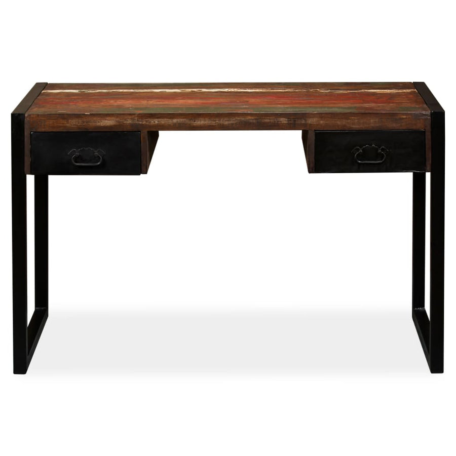 Bureau met 2 lades 120x50x76 cm massief gerecycled hout 120 x 50 x 76 cm massief gerecycled hout